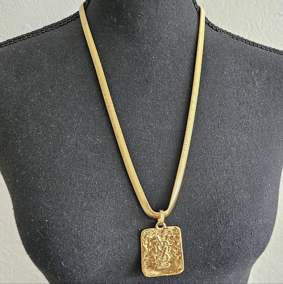 Yves Saint Laurent Hammered Large Necklace and Earrings Set - Picture 5 of 6